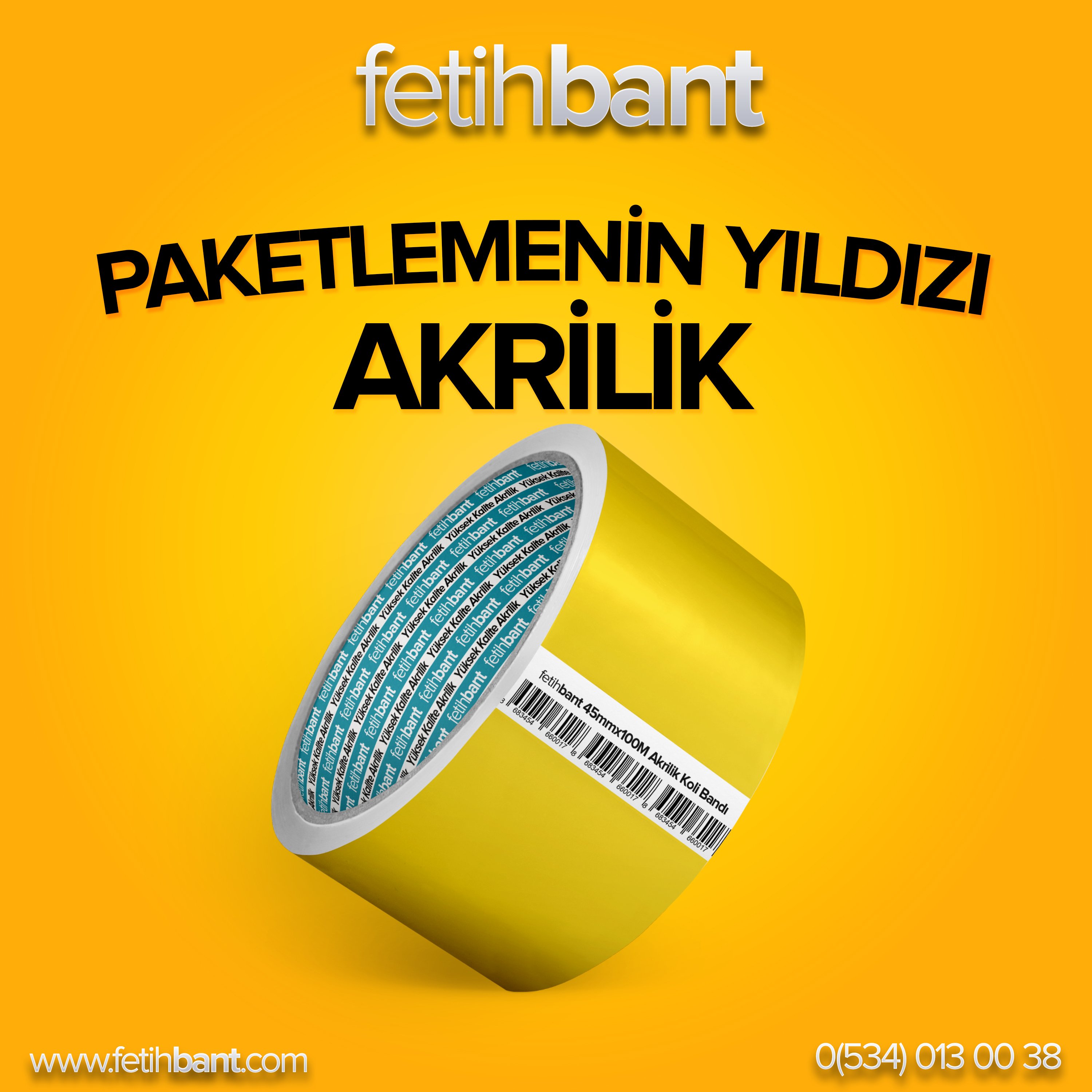 fetihbant Akrilik Koli Bandı TABA 45mmx100M (72'li Koli)