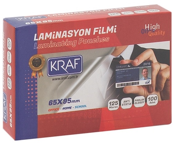 KRAF LAMİNASYON FİLMİ  65x95 MM 125 Mic. 100 LÜ 2126