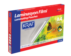 KRAF LAMİNASYON FİLMİ PARLAK A4 125 Mic. 100 LÜ