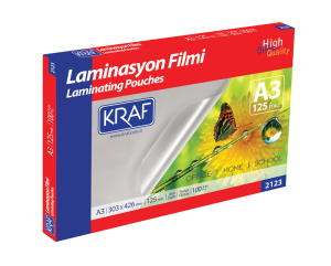 KRAF LAMİNASYON FİLMİ PARLAK A3 125 Mic. 100 LÜ