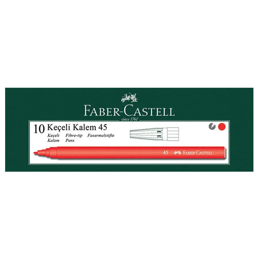 FABER CASTELL 45 KEÇELİ KALEM KIRMIZI 10 LU