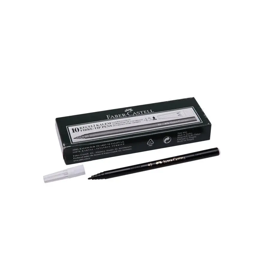 FABER CASTELL 45 KEÇELİ KALEM SİYAH 10 LU