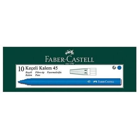 FABER CASTELL 45 KEÇELİ KALEM MAVİ 10 LU