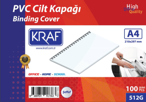 Kraf 512G Cilt Kapağı A4 160Mic 100 'lü Şeffaf