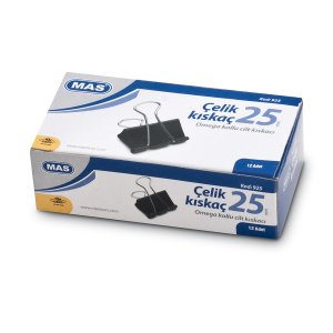 MAS 925 Çelik Kıskaç 25 mm 12 Adet - Siyah