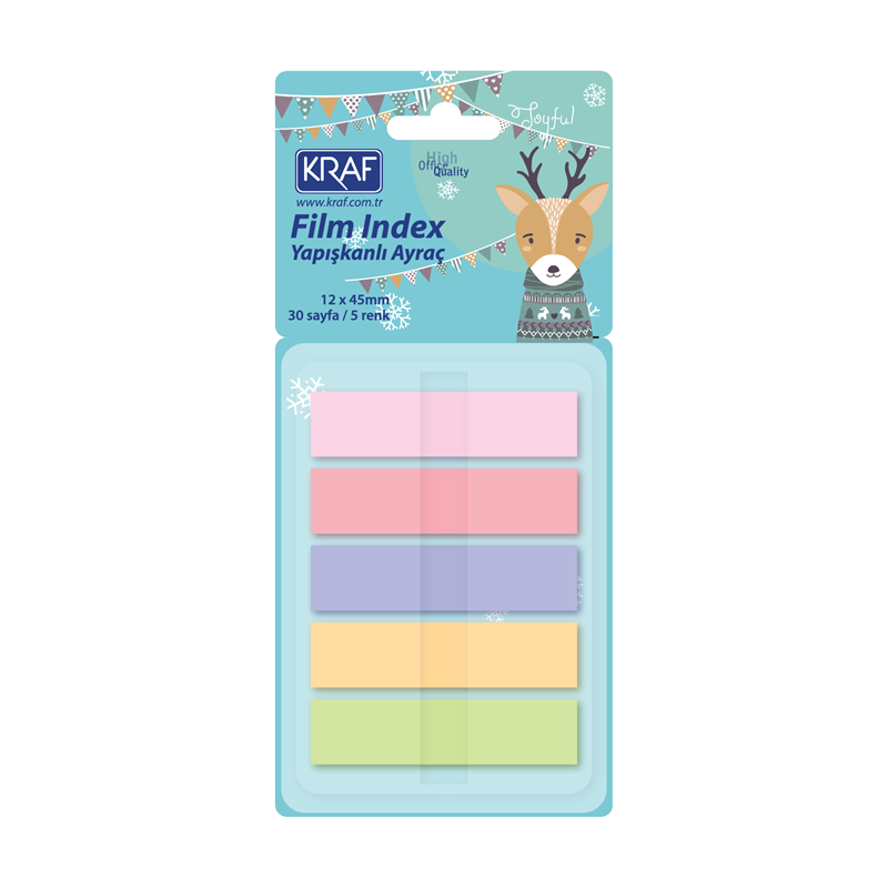 KRAF INDEX FILM (PP) 12x45MM POP-UP 5 RENK X 30 YP PASTEL 51248-2