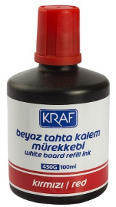 KRAF BEYAZ TAHTA KALEM MÜREKKEBİ 100ml 450G KIRMIZI
