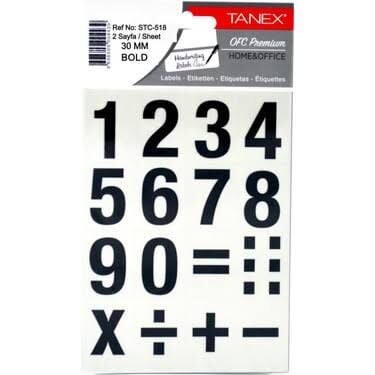 TANEX STİCKER RAKAM 30 MM BOLD 2 AD. STC-518
