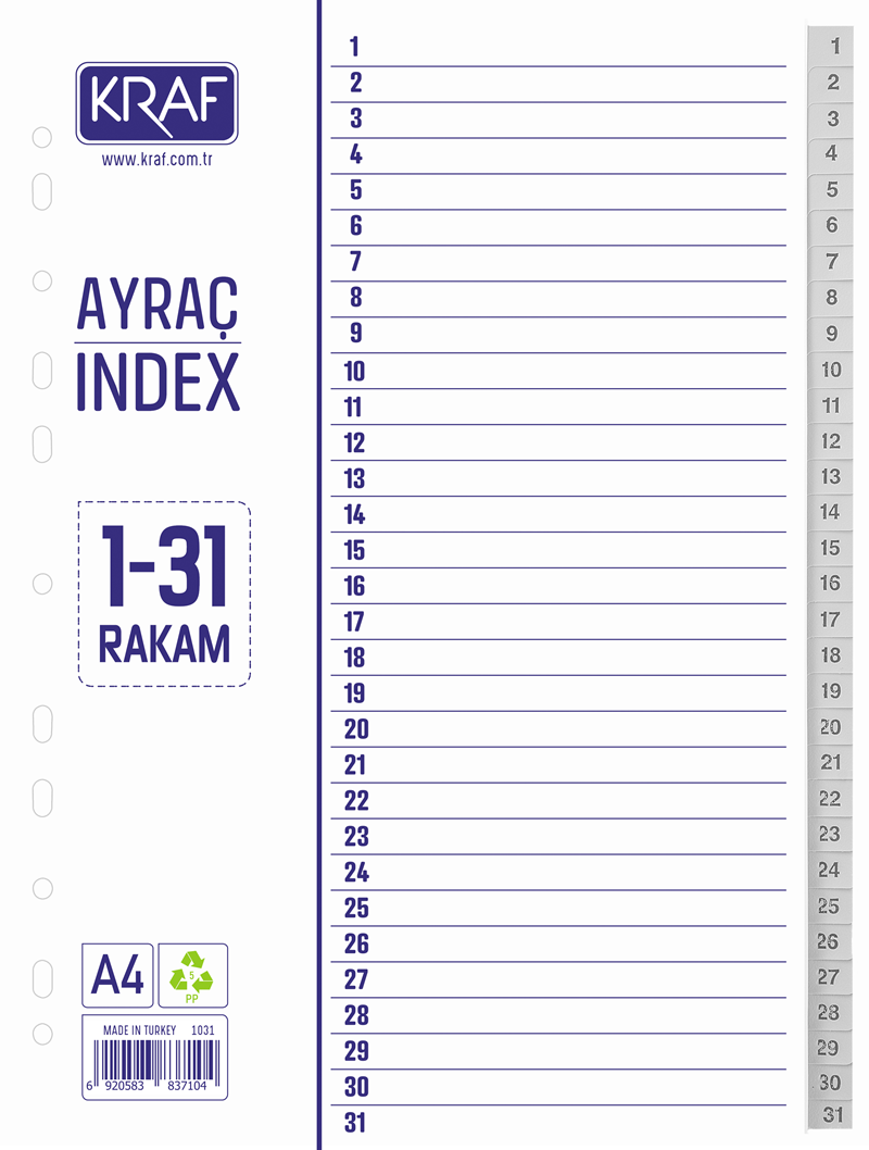 Kraf 1031 1-  Dosya Ayraç /Seperatör