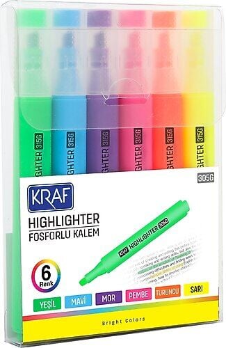 KRAF FOSFORLU KALEM TRİO BRİGHT COLORS 315G 6 LI
