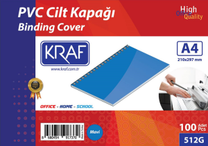 Kraf 512G Cilt Kapağı A4 160Mic 100 'lü Mavi
