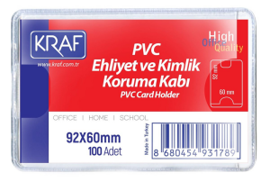 KRAF KART POŞETİ PVC   92x60mm EHLİYET & KİMLİK 100 LÜ