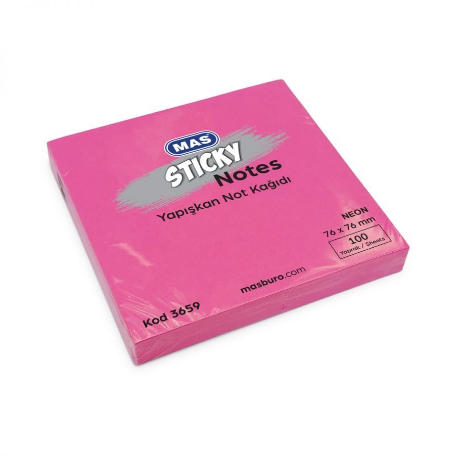 Mas 3658 Yapışkanlı Not Kağıdı Pembe