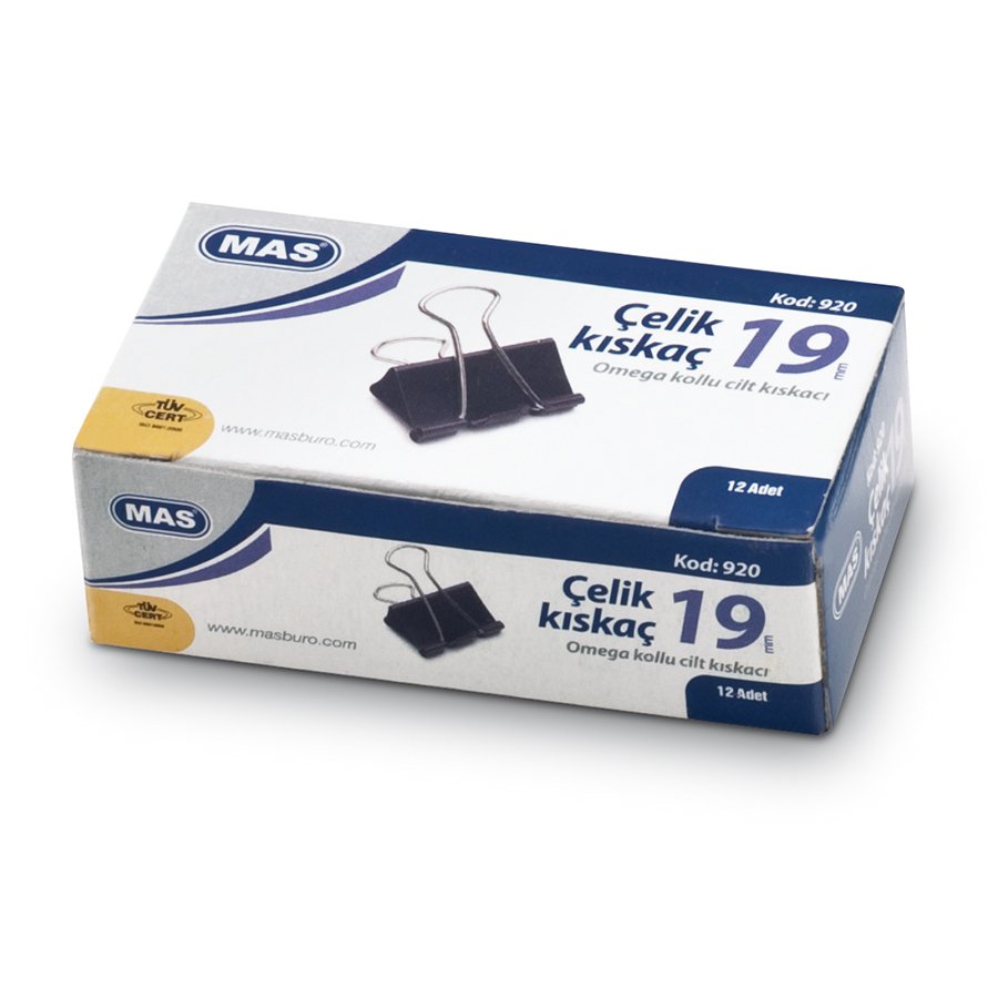 MAS 920 Çelik Kıskaç 19 mm 12 Adet - Siyah