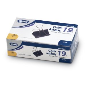 MAS 920 Çelik Kıskaç 19 mm 12 Adet - Siyah