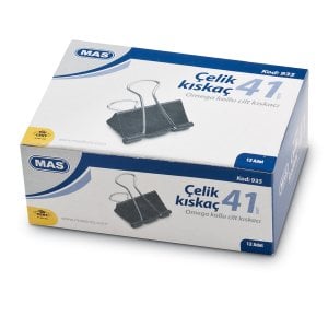 MAS 935 Çelik Kıskaç 41 mm 12 Adet - Siyah
