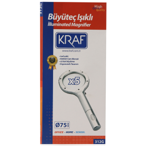 KRAF BÜYÜTEÇ IŞIKLI 75MM 5X 312G