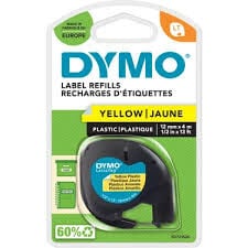 DYMO ŞERİT LETRATAG PLASTİK 12MMx4M SARI 721620