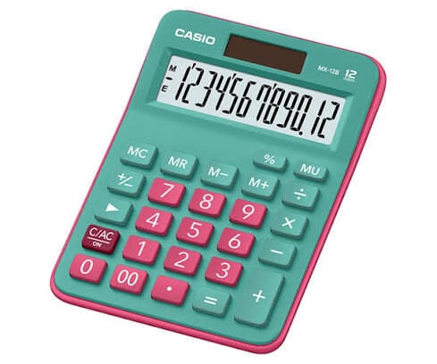 CASİO MX-12B-GNRD PEMBE/MAVİ 12 HANE HESAP MAKİNESİ