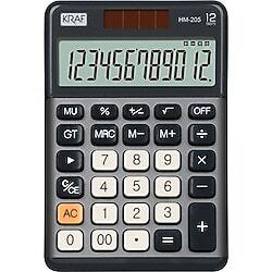KRAF HESAP MAKİNESİ MASAÜSTÜ 12 HANE HM-205 GRİ