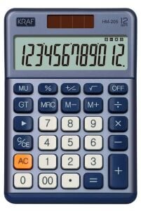 KRAF HESAP MAKİNESİ MASAÜSTÜ 12 HANE HM-205 MAVİ